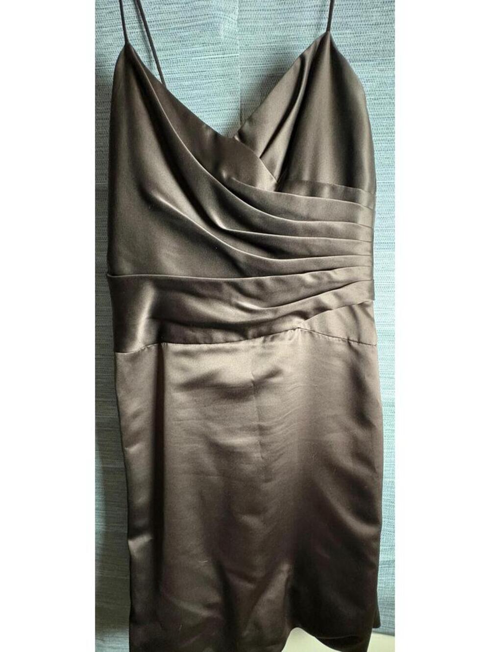 Vera Wang Dress Brown Womens Size 14 Satin Cocktail